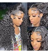 FIONAT 13x6 Deep Wave Lace Front Wigs Human Hair Pre Plucked Wet And Wavy Lace Front Wigs Human H...