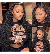 Deep wave Lace Front Wigs Human Hair Pre Plucked 180% Density 13X6 HD Transparent Brazilian Virgi...