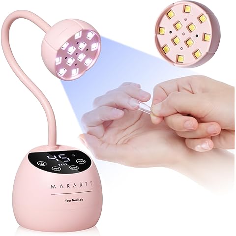 Makartt UV LED Nail Lamp - Gooseneck UV Light for Gel Nails Cherie Cordless USB 39W Nail Dryer Gel Lamp with 4 Times & Auto Sensor Professional Fast Flash Curing Polish Nail Art