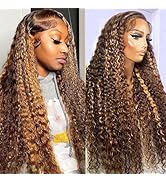 Highlight Ombre 13x4 Lace Front Wig Human Hair Pre Plucked HD Transparent 4/27 Honey Blonde lace ...