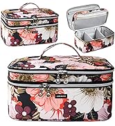 AMOIGEE Large Makeup Bag, Travel Makeup Bag Organizer, Double Layer Train Case Makeup Bag, Toilet...