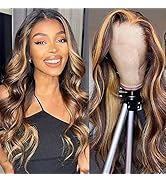 Honey Blonde Lace Front Wig Human Hair Glueless Wigs Human Hair Pre Plucked 13x4 HD Body Wave Lac...