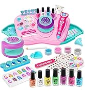 BATTOP Kids Nail Polish Set for Girls, Nail Art Kit with Storage Desk, Dryer, Glitter Pen & Powde...