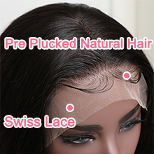 pre plucked natural hair lace front human hair wigs