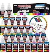 U.S. Art Supply 24 Color Acrylic Airbrush, Leather & Shoe Paint Set Opaque Colors plus Reducer, C...