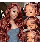 AILICEEHR Reddish Brown Wig Human Hair 13x6 HD Body Wave Reddish Brown Lace Front Wigs Human Hair...