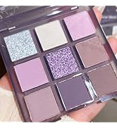 FLYEEO Purple Silver White Tan Grape Matte Shimmer Eyeshadow Palette for Eye Makeup,High Pigmente...