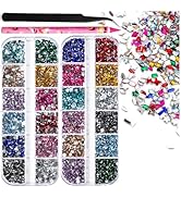 5800pcs Colorful Nail Gems and Charms, Crystal Resin Flatback Nail Rhinestones for Bedazzling, be...