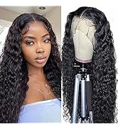 Kbeth Lace Front Wigs Human Hair Water Wave Lace Closure Wigs, 150% Density Brazilian Virgin Huma...