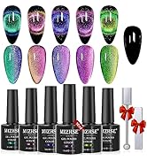 MIZHSE 9D Cat Eye Gel Nail Polish, Magnetic Cat Eye Gel Polish Set, 10ml*6 with 2 Magnets, Classi...
