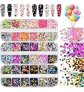 36 Color Nail Sequins, Kalolary Nail Art Flake Nail Glitter Paillette Mixed Round Thin Shining, 3...