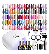 MEFA 60 Pcs Gel Nail Polish Kit with U V Light