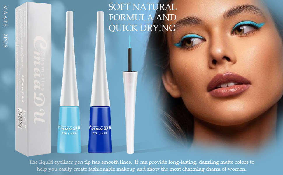 2Pcs Blue Light Blue Liquid Eyeliner Colorful Set Waterproof