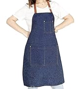 EODIEBN Denim Apron with Adjustable Unisex Multi-Pockets for Kitchen Crafting Cooking