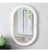 SHYFOY Decorative Wall Mirror, Creative Oval Mirror Contemporary Vanity Wall Mirror with Wood Fra...