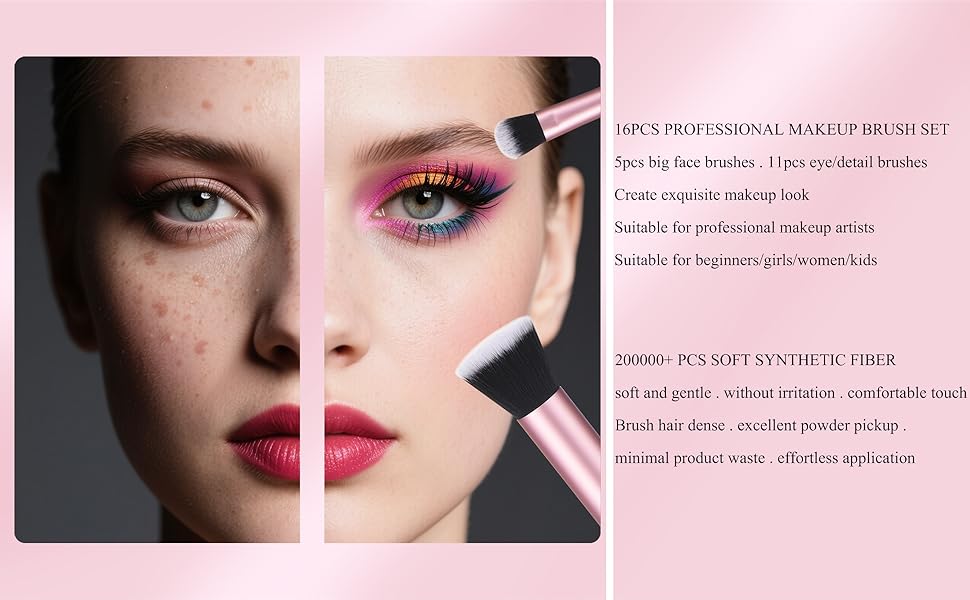 16pcs Professional makeup brush set Transparent makeup brushes