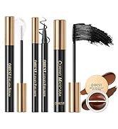 Mascara 4Pcs Mascara+Lash Serum+Liquid Eyeliner+2 In 1 Eyebrow Cream Waterproof Sweat-resistant N...
