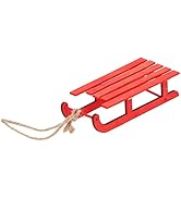 SALALIS Wooden Sled Model, Christmas Sled Ornament Miniature Wooden Sleigh Decorative Ornament Wo...