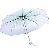 Plastic Transparent Folding Light Purple Cherry Flower Blossom Umbrella, Travel Clear Floral Rain...