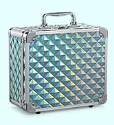 Makeup Case with Magnetic Lighted Mirror Cosmetic Train Box Detachable LED Mirror Adjustable Brig...