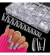 Short Duck Nail Tips for Acrylic Nails Professional, 500PCS Clear Duck Feet Fan Flare Nail Tips H...