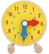 SALALIS Toddler Teaching Clock, Wooden Clock Toy Numbers Clock Model Toy Time Learning to Tell Ti...