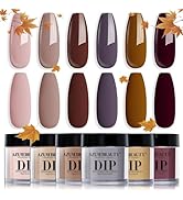 AZUREBEAUTY Dip Powder Nail Set, Fall Nude Dark Brown Purple Gary Natural 6 Colors Dipping Powder...