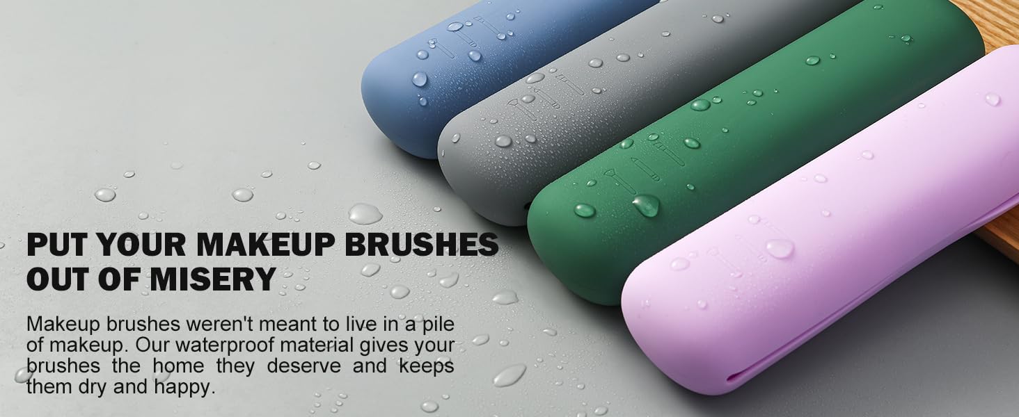 waterproof makeup brush silicone case holder for travel foundation brush container