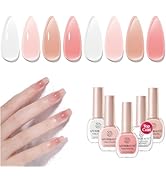 AZUREBEAUTY Nail Polish Set, 4 Colors Nude Pink Jelly Transparent Clear Milk White Quick Dry Natu...