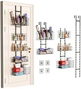 Yuyetuyo 5-Tier Over The Door Bathroom Organizer - Hair Dryer Holder - Hair Tool Organizer Adjust...