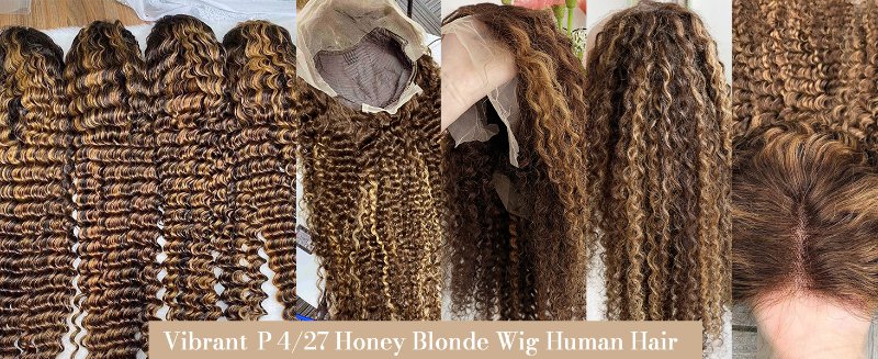 P4/27 honey blonde wig human hair