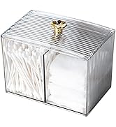 DASITON Acrylic Qtip Holder, Bathroom Jars With Lids Set, Apothecary Jar Dispenser For Cotton Bal...