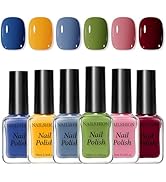 Nailshion Fall Nail Polish Set, 6 Colors Burgundy Red Yellow Green Grey Quick Air Dry Nail Polish...
