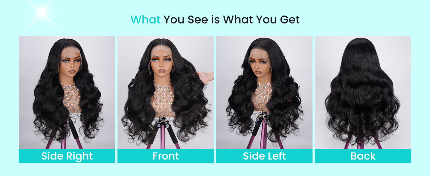 13x4 Body Wave Lace Front Wigs Human Hair Pre Plucked HD Transparent Lace Frontal Wig with Baby