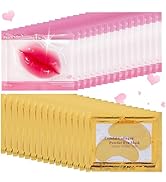 30 Pairs Lip Masks&24K Gold Gel Eye Masks,Crystal Collagen Eye Patches for Puffy Eyes,Moisturizin...