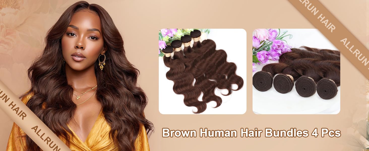 body wave bundles human hair brown