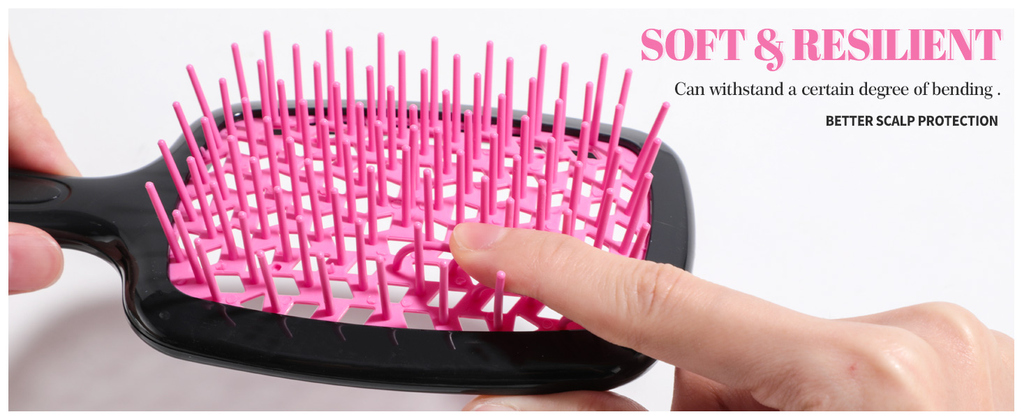 Long-Handle Hair Brush, Soft Flexible Anti-static