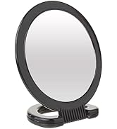 Diane Hand Mirror with Stand with 1X and 3X Magnification, Double-Sided Hand Held Mirror with Han...