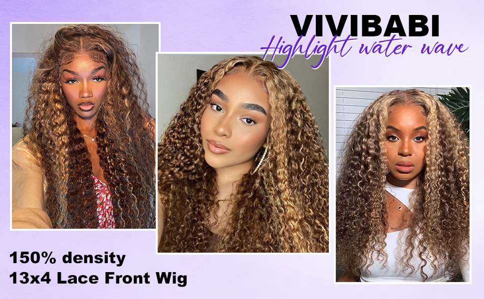 13x4 Lace Front Wigs Human Hair Honey Bonde Water Wave Lace Front Wigs Human Hair