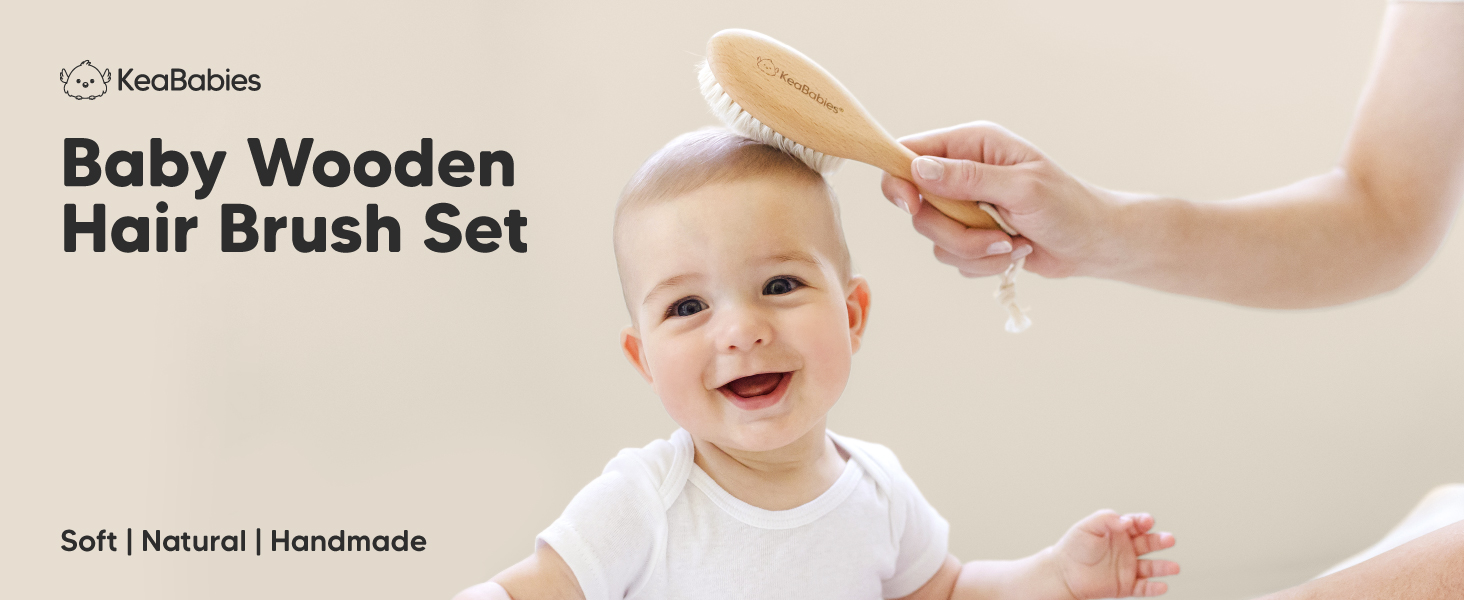 baby hair brush comb newborn set wooden goat bristles cradle cap boys girls toddlers hairbrush