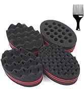 5 Pcs Hair Sponge Set,Magic Twist Brush Sponge,Curl Sponge Brush with 1 Pc Hair Pick for Men Wome...