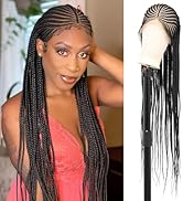 Fecihor 13x8 Inch 360° HD Lace Front Braided Wigs For Women Cornrow Box Braid Wig 36