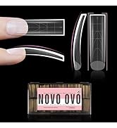 NOVO OVO XXL Slightly Curved Sharp Square Nail Tip, Extra Thick Natural Curve False Nails Press o...