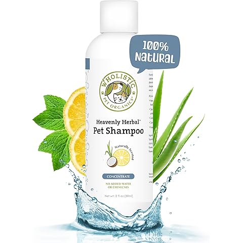 Wholistic Pet Organics Pet Shampoo Concentrate: Heavenly Herbal Organic Dog Shampoo and Conditioner - All Natural Puppy and Cat Shampoo for Dry, Itchy Skin, Allergies, Dandruff Shampoo