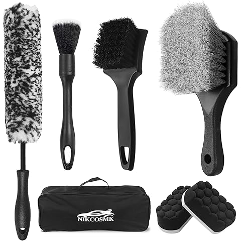 7Pcs Car Wheel Brush kit, Tire Brush, Wheel Cleaner Brush, Soft-bristled Rim Cleaner Brush, Tire Shine Applicator Pad, Car Detailing Brushes, Wheel Brushes for Cleaning Wheels,Tires