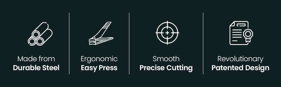 made from durable steel ergonomic easy press smooth precise cutting revolutionary patented design