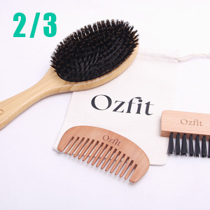 Natural Bamboo Hair Brush, Includes Travel Bag & Cleaner
