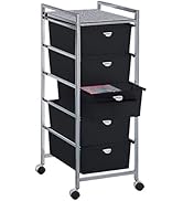 PIBBS Heavy Duty 5 Drawer Metal Frame Roller Cart on Wheels for Professional Salons & Spas, Model...