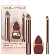 Real Techniques Makeupsaver Sponge + Brush Trio, Makeup Blending Sponge & Brushes For Liquid & Cr...