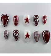 24 Pcs Almond Press on Nails Short Nail Tips - SHANRUN Fall Acrylic Nail Art Kit Fake Nails Press...